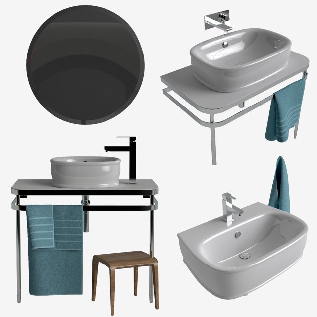 artceram azuley sinks set Modèle 3D .c4d .max .obj .3ds .fbx .stl .blend 