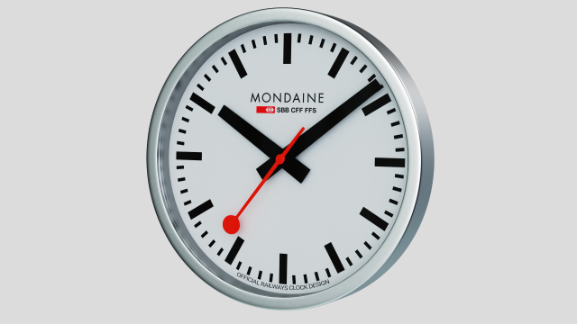 mondaine stop2go swiss wallclock 40cm Modelo 3D .c4d .max .obj .3ds .fbx .stl .blend 