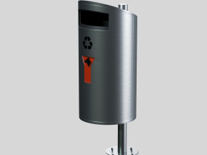 swiss street stainless steel garbage can with dog plastic bags Model 3D
