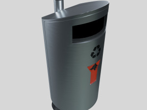 swiss street stainless steel garbage can with dog plastic bags 3D Model