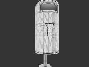 swiss street stainless steel garbage can with dog plastic bags 3D Model