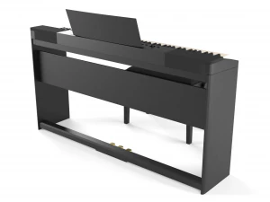 digital black piano keyboard with piano bench 3D Model