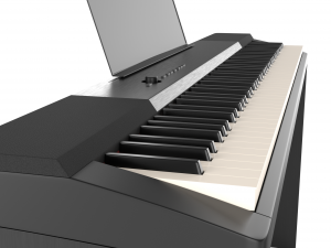 digital black piano keyboard with piano bench 3D मॉडल