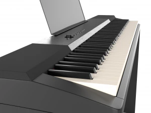 digital black piano keyboard with piano bench 3D Model