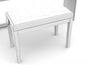 digital black piano keyboard with piano bench 3D Model