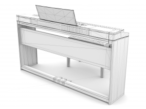 digital black piano keyboard with piano bench 3D मॉडल