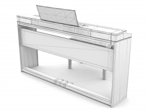 digital black piano keyboard with piano bench 3D Model