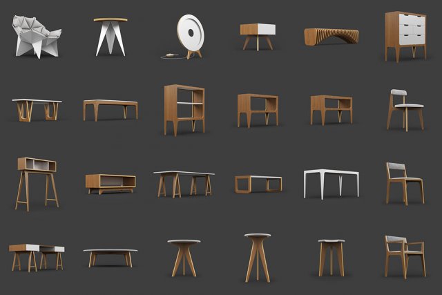 furniture set Modelo 3D .c4d .max .obj .3ds .fbx .stl .blend 
