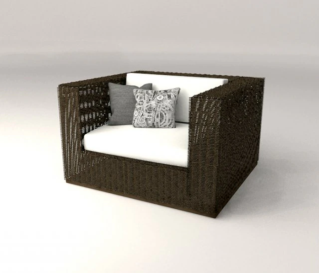 lounge rattan chair 3D Model .c4d .max .obj .3ds .fbx .stl .blend 