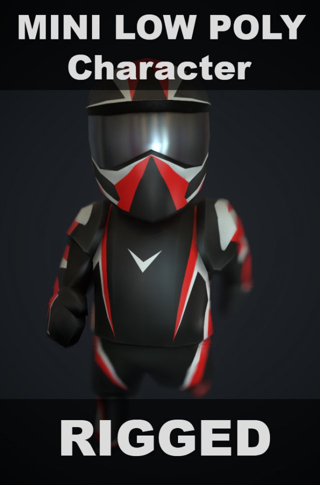 low poly mini motorcyclist Model 3D .c4d .max .obj .3ds .fbx .stl .blend