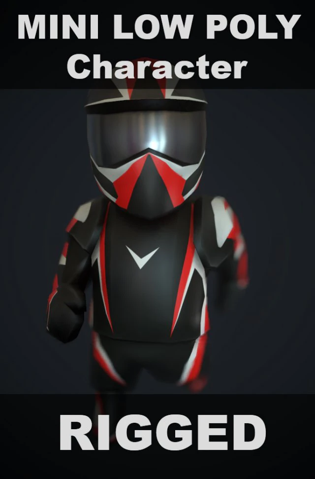 low poly mini motorcyclist 3D Model .c4d .max .obj .3ds .fbx .stl .blend 