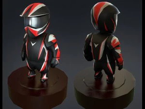 low poly mini motorcyclist 3D Model