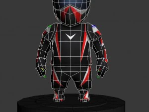 low poly mini motorcyclist 3D Model