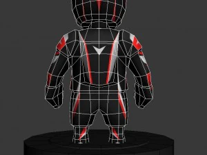 low poly mini motorcyclist 3D Model