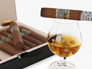 cigars cohiba behike whiskey 3D Model