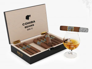 cigars cohiba behike whiskey 3D Model