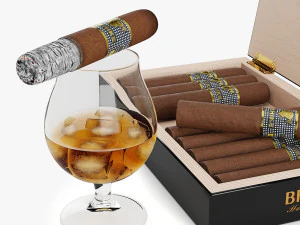 cigars cohiba behike whiskey 3D Model