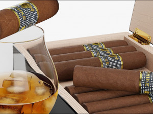 cigars cohiba behike whiskey 3D Модель