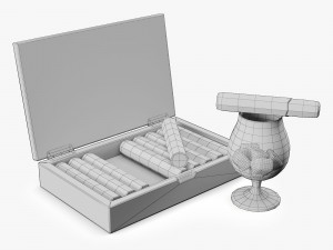 cigars cohiba behike whiskey 3D Модель