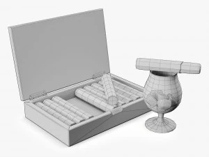 cigars cohiba behike whiskey 3D Model
