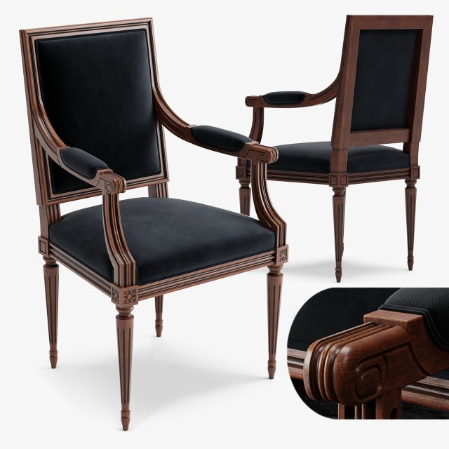 chair louis xvi a 3D Model .c4d .max .obj .3ds .fbx .stl .blend 