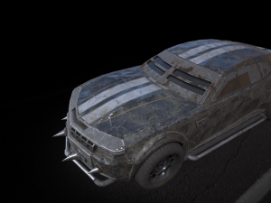 post-apocalyptic battle-car game-ready 3D 模型