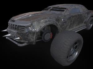 post-apocalyptic battle-car game-ready 3D 模型