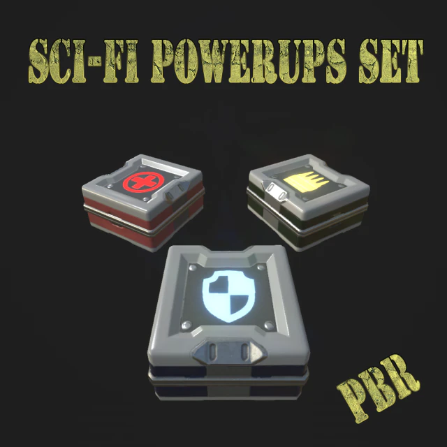sci-fi powerups set 3D Model .c4d .max .obj .3ds .fbx .stl .blend 