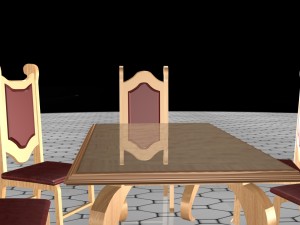 6 chairs and a wooden table wks style 3D 模型