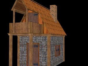 ゲーム用の中世の家 3Dモデル