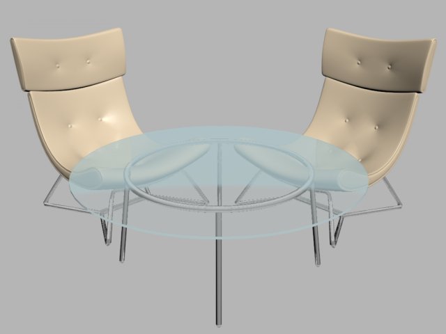 armchairs and glass table 3Dモデル .c4d .max .obj .3ds .fbx .stl .blend 