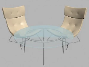 armchairs and glass table 3D Model