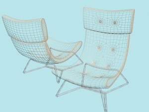 armchairs and glass table 3Dモデル
