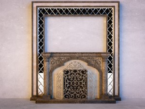 lassical marble fireplace with mirror 3Dモデル