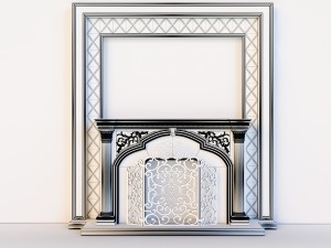 lassical marble fireplace with mirror Modello 3D