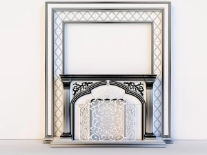 lassical marble fireplace with mirror 3D Model