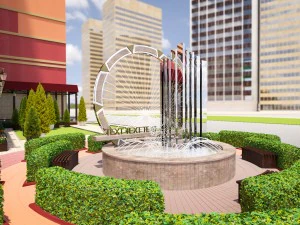 पानी और अन्य सामान के साथ फव्वारा 3D मॉडल