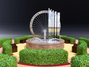 fountain with water and other stuff 3D Model