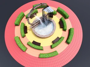 fountain with water and other stuff 3D Model