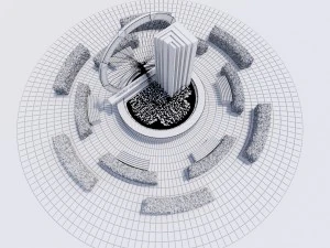 fountain with water and other stuff 3D Model