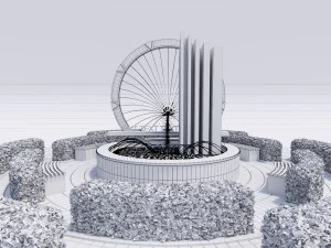 fountain with water and other stuff 3D Model