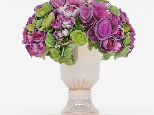 bouquet of roses and hydrangea flowers 3D Model