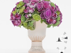 bouquet of roses and hydrangea flowers Modello 3D