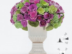 bouquet of roses and hydrangea flowers Modello 3D