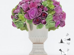 bouquet of roses and hydrangea flowers Modello 3D