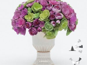 bouquet of roses and hydrangea flowers Modello 3D