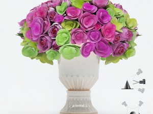 bouquet of roses and hydrangea flowers Modello 3D