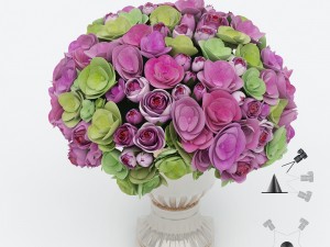 bouquet of roses and hydrangea flowers Modello 3D