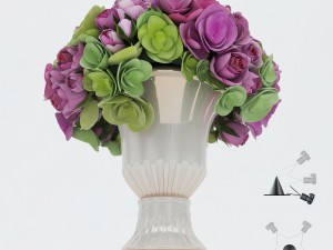 bouquet of roses and hydrangea flowers Modello 3D