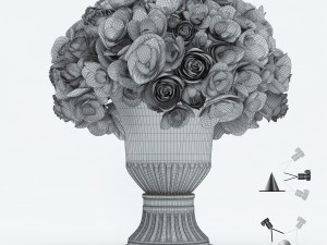 bouquet of roses and hydrangea flowers Modello 3D